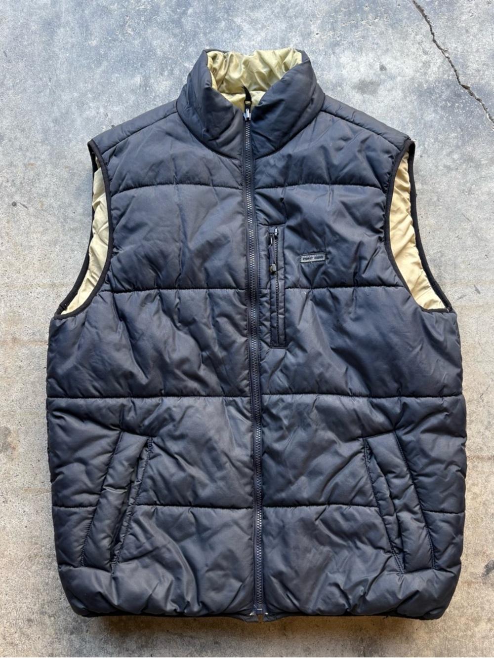 Point Zero Black Quilted Puffer Vest with Beige Lining